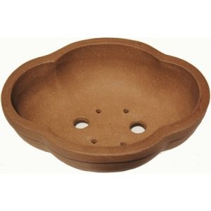 Unglazed Bonsai Pot - Floral shape (6 inch)