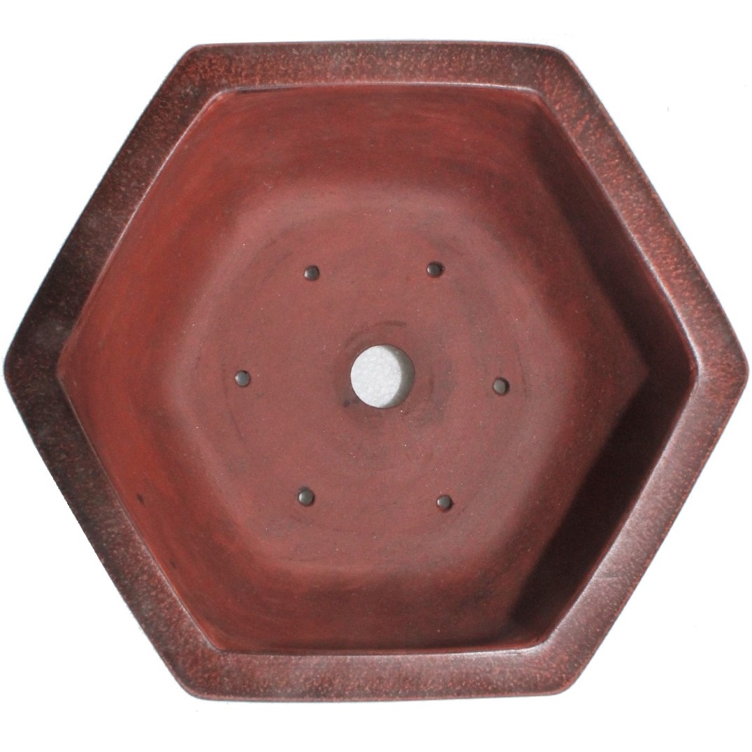 Brown Clay Bonsai Pot - 215mm- Hexagonal - Image 2