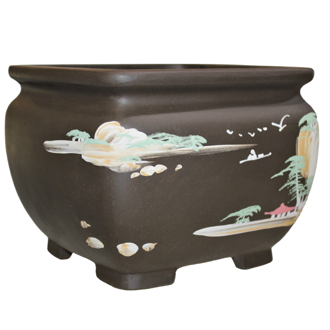 Semi Cascade Bonsai Pot - Traditional Painted Art 190mm - Image 4
