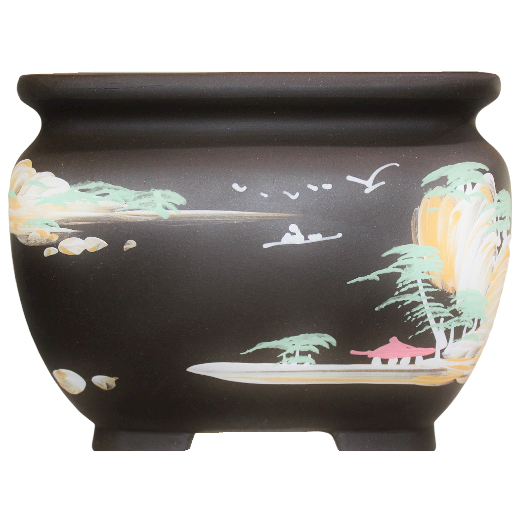 Semi Cascade Bonsai Pot - Traditional Painted Art 190mm - Image 3