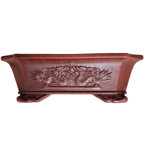 Carved Bonsai Pot - 165mm- Rectangle