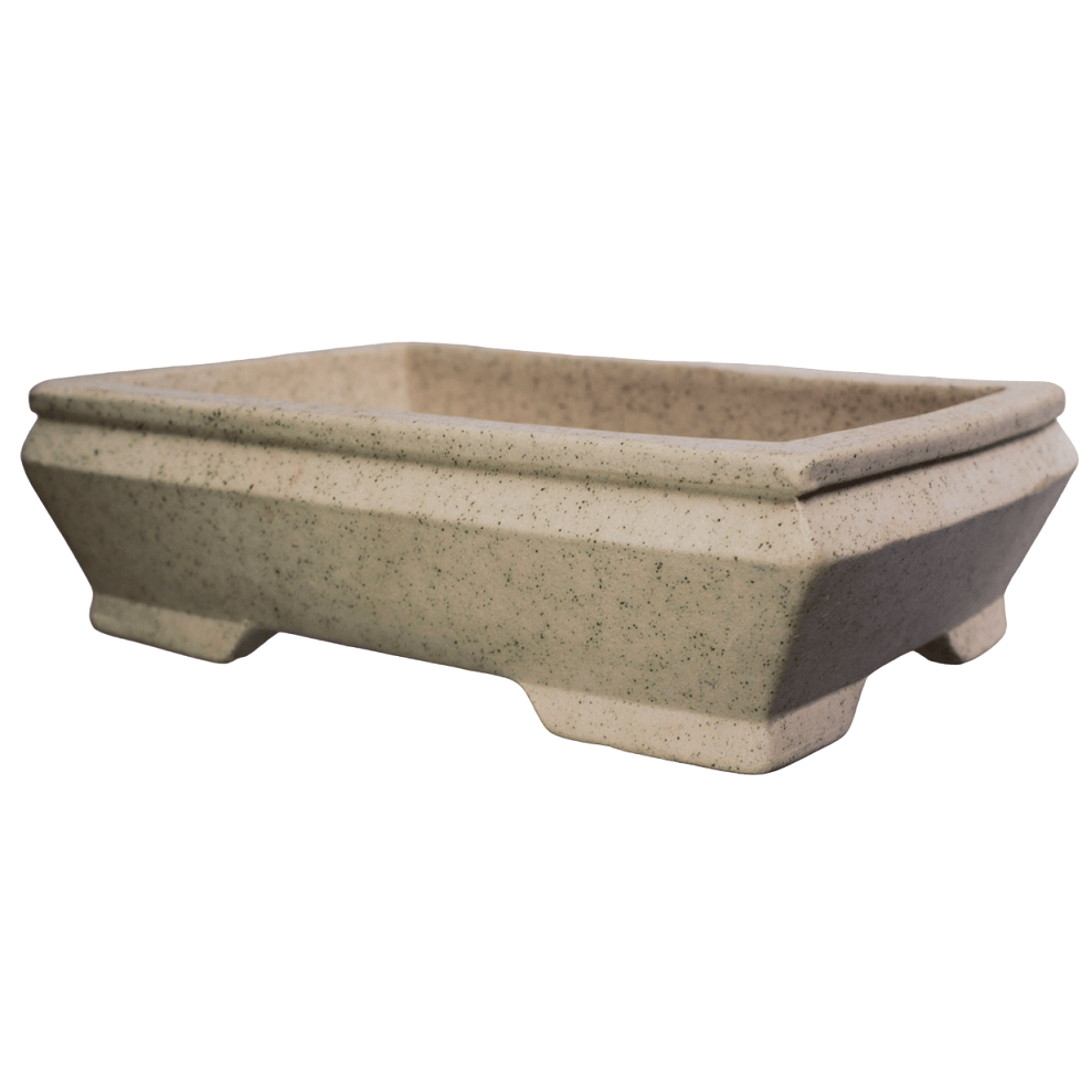 Rectangle Bonsai Pot - White Speckled Clay 165mm