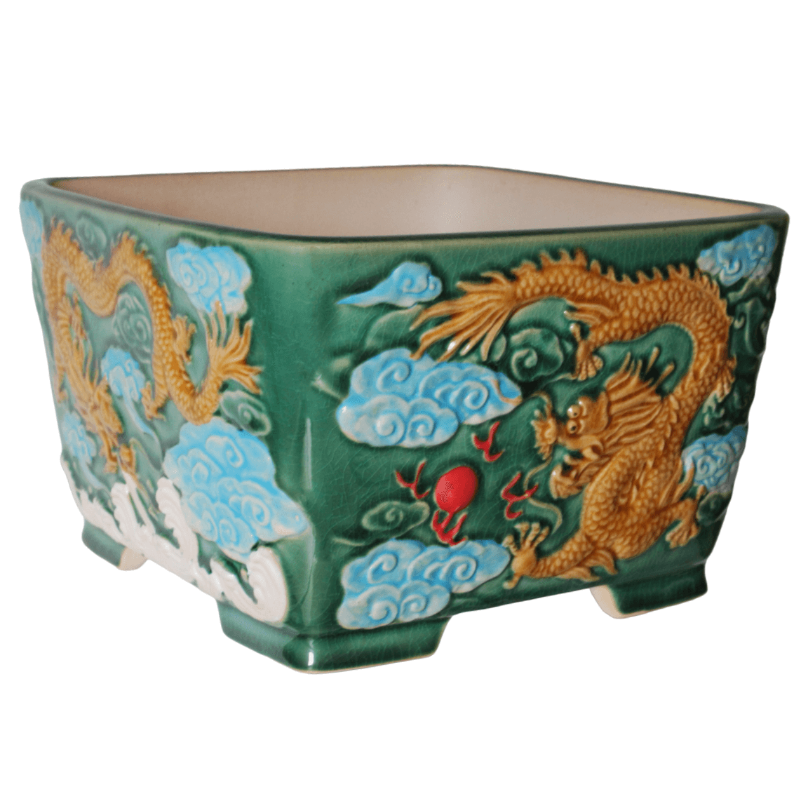 SemiCascade Bonsai Pot Glazed Dragon 215mm Bonsai Shop